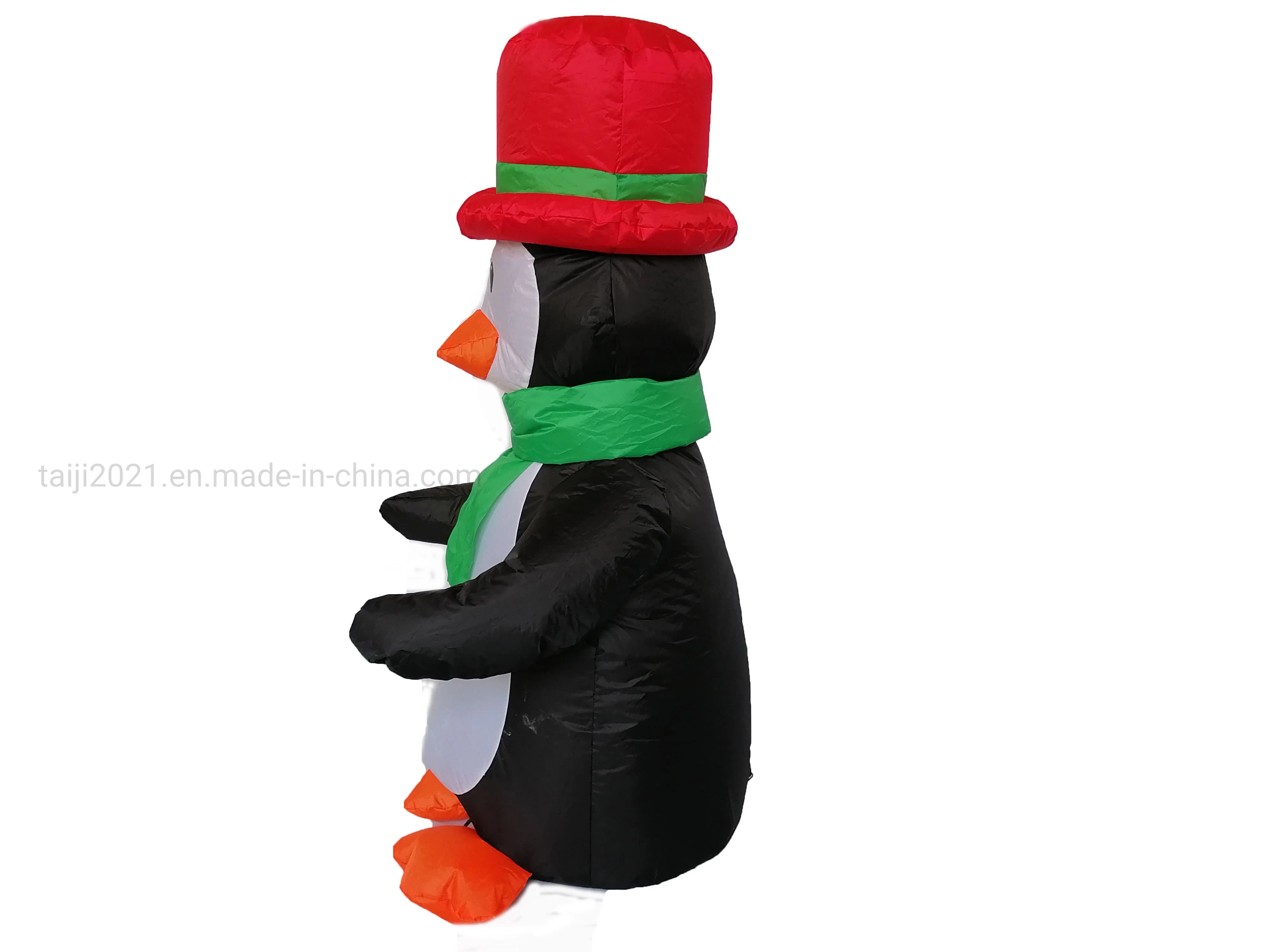 4FT Christmas Penguin with Gentleman Hat Inflatable Indoor Outdoor LED Yard Decoration