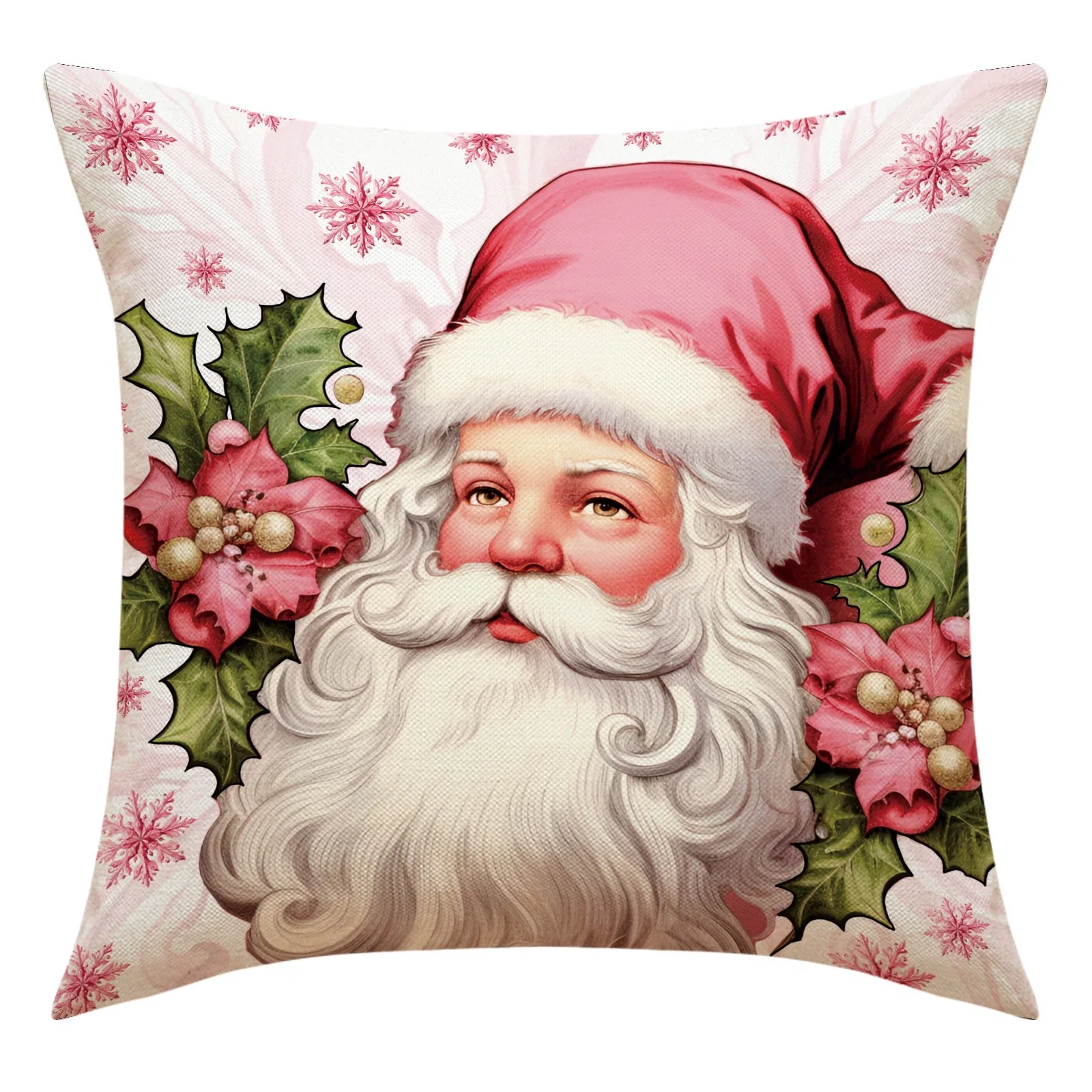 Printed Holiday Decoration Christmas Linen Letter Living Room Sofa Cushion Cover Pillow