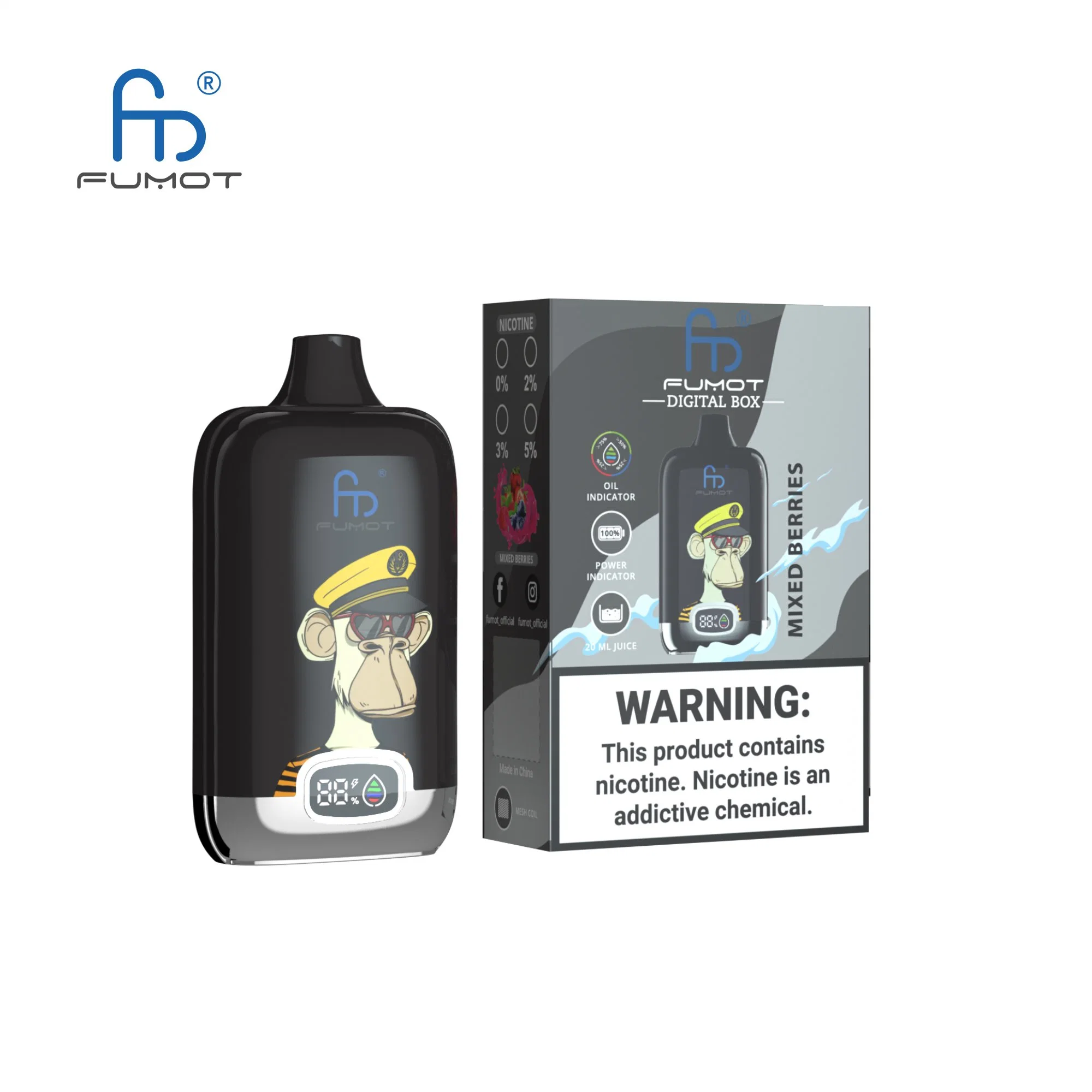 Электронная сигарета фруктовые ароматизаторы одноразовый Vape Bar Fumot Digital Box 12000 шайб