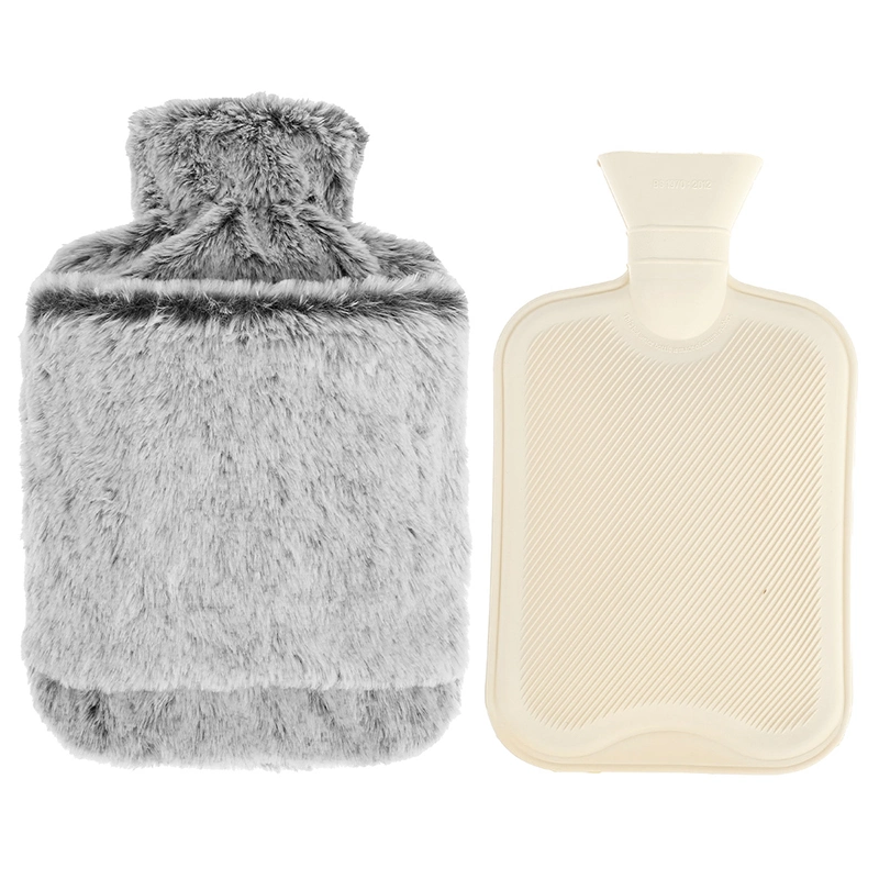 Wholesale/Supplier Factory Price Grey Durable Warmly Custom Logo Hot Water Bag Bottle Heating Pad Faux Fur Cover