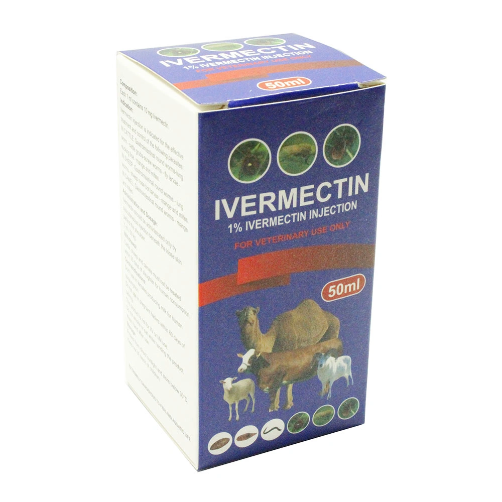 Medicamentos animales medicamentos veterinarios Inyección de Ivermectin 1% 50ml para Veterinarios Uso