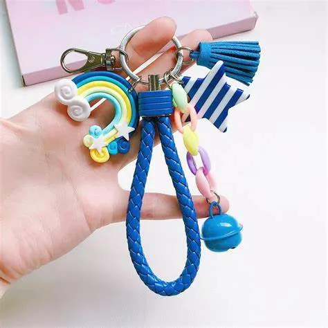 Wholesale/Supplier High quality/High cost performance 3D PVC Keychains Cute Creative Rainbow PU Leather Keyring Custom Keyholder Keychain