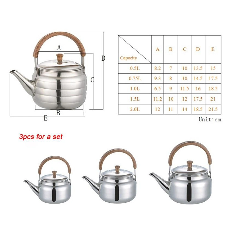 Factory OEM Stainless Steel Arabic Tea Water Kettle Decorative Turkish Teapot Set 0.5/0.75/1.0/1.5/2.0L