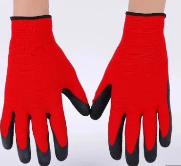 Fr388 Latex enduits froissé la sécurité des gants de travail pour le jardinage ménage