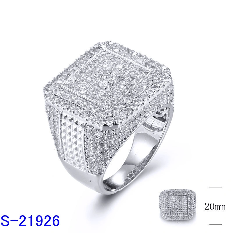 925 Sterling Silver Fashion Hip Hop Pop Jewelry Micro Pave Cubic Zirconia Ring for Men