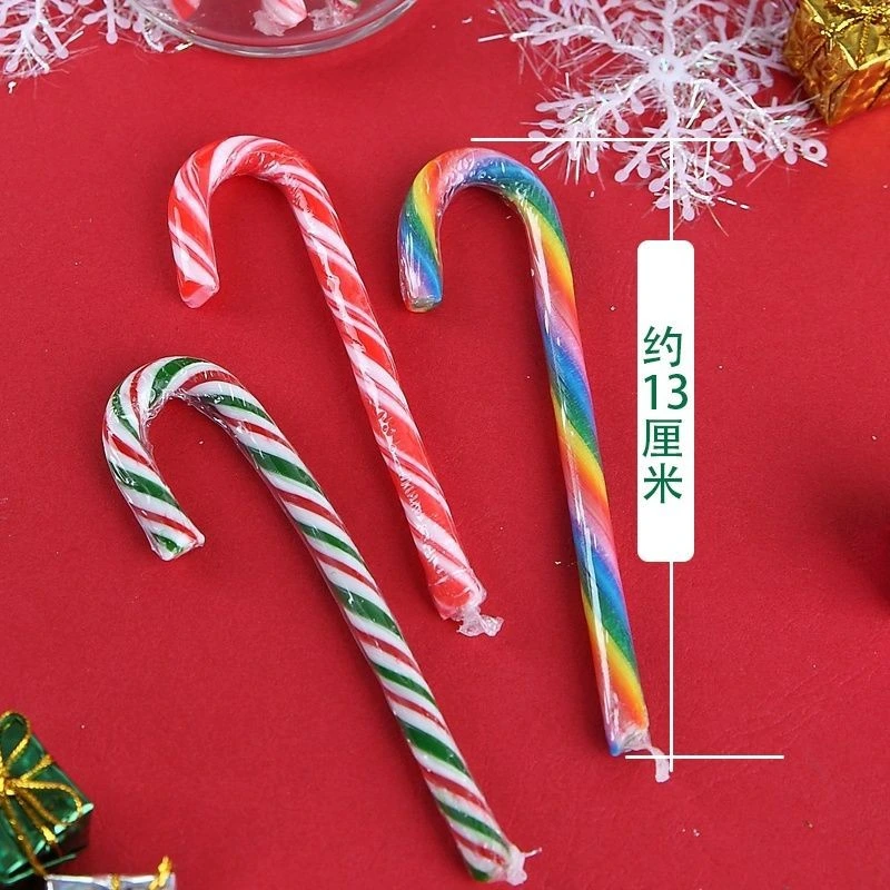 Leisure Fruit Flavor Candy Cane Christmas Candy Children&prime; S Fun Creative 12g Double Hole Multicolor Hard Candy Sweet Stick Normal