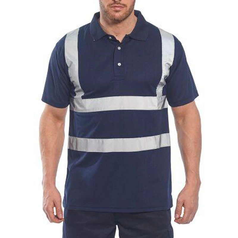 100% Polyester Polo Shirt Short Sleeve Threaded Neckline Fiber Reflective Tapes