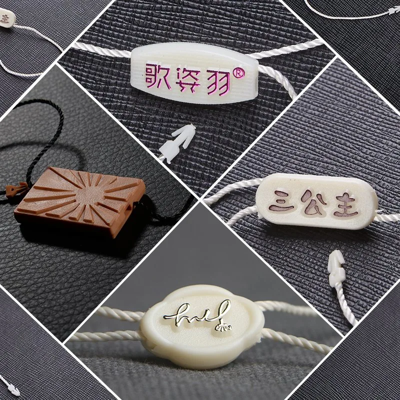 New Design Injection Embossed Tag String Hang Round T-Shirt Tags Rope