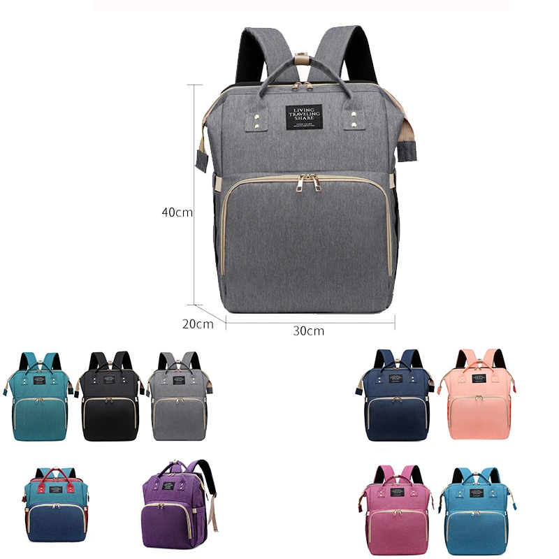 3 in 1 Waterproof Mummy Diaper Backpack with Foldable Baby Bed Outdoor Travel Baby Diaper Bag Backpack Vegan Diaper Bag