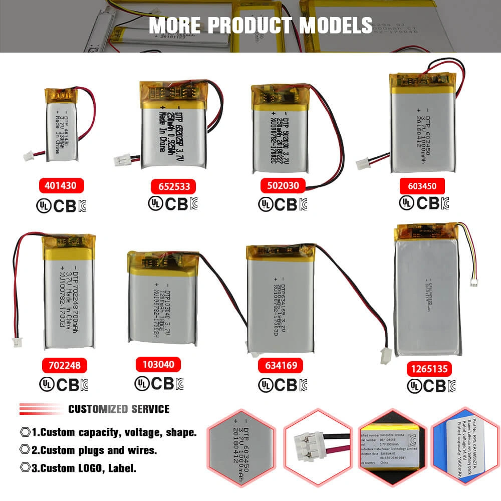 IEC 62133 CB Kc RoHS aprovado 702248 700 mAh 3,7V Li recarregável Bateria de polímero para luz LED