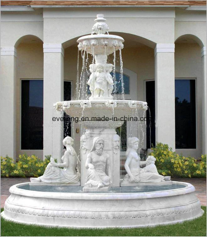 European Style Carving Crafts Marble Water Fountain Garden Stone Fountain for Sale