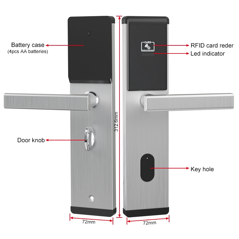 Hotel Room Door Security Keyless MIFARE Card Lock with Software