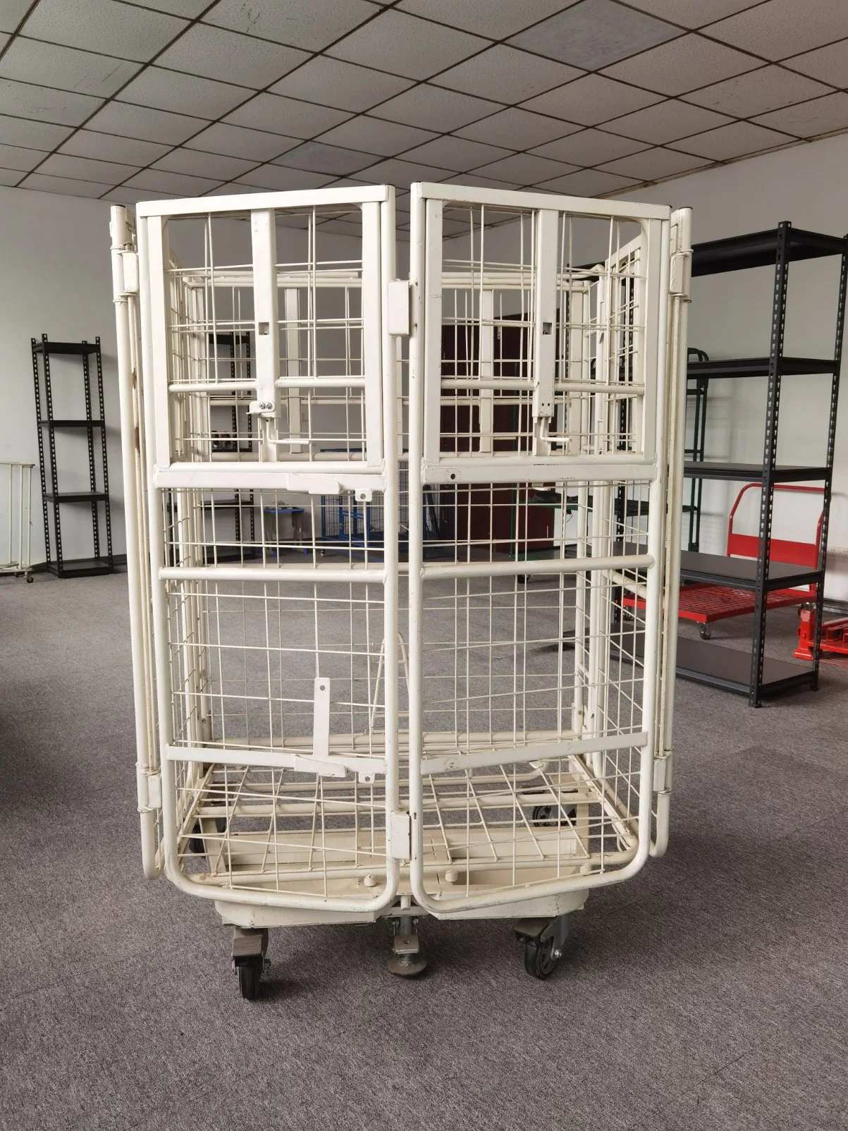 Metal Folding Supermarket Wire Roll Container Logistic Pallet Cart