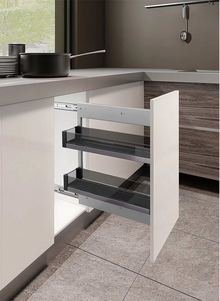 Kitchen Storage System Aluminum Side Pull out Organizer