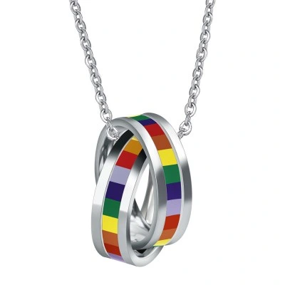 Nueva moda para hombres y mujeres la pareja de Arco Iris Collar Colgante Del Círculo de acero inoxidable de alta calidad de joyas orgulloso del arco iris