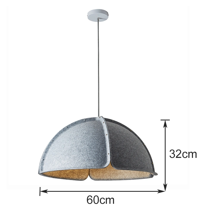 Beige Warm and Comforting Recycled Plastic Fiber Acoustic Shade Pendant Lamp to Office Environments and Busy Public Spaces