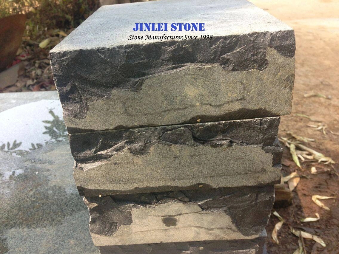 Black Basalt Paver, Honed Surface Machine Cut Paving Stone Black Basalt