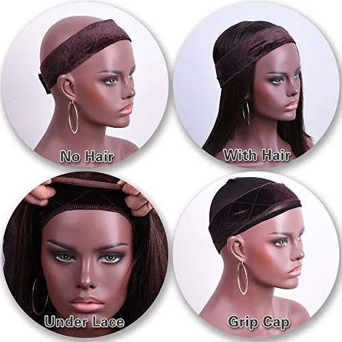 Elastic Non Slip Velvet Wig Headbands with Adjustable Grips and Velcro for Fastening Lace Wigs