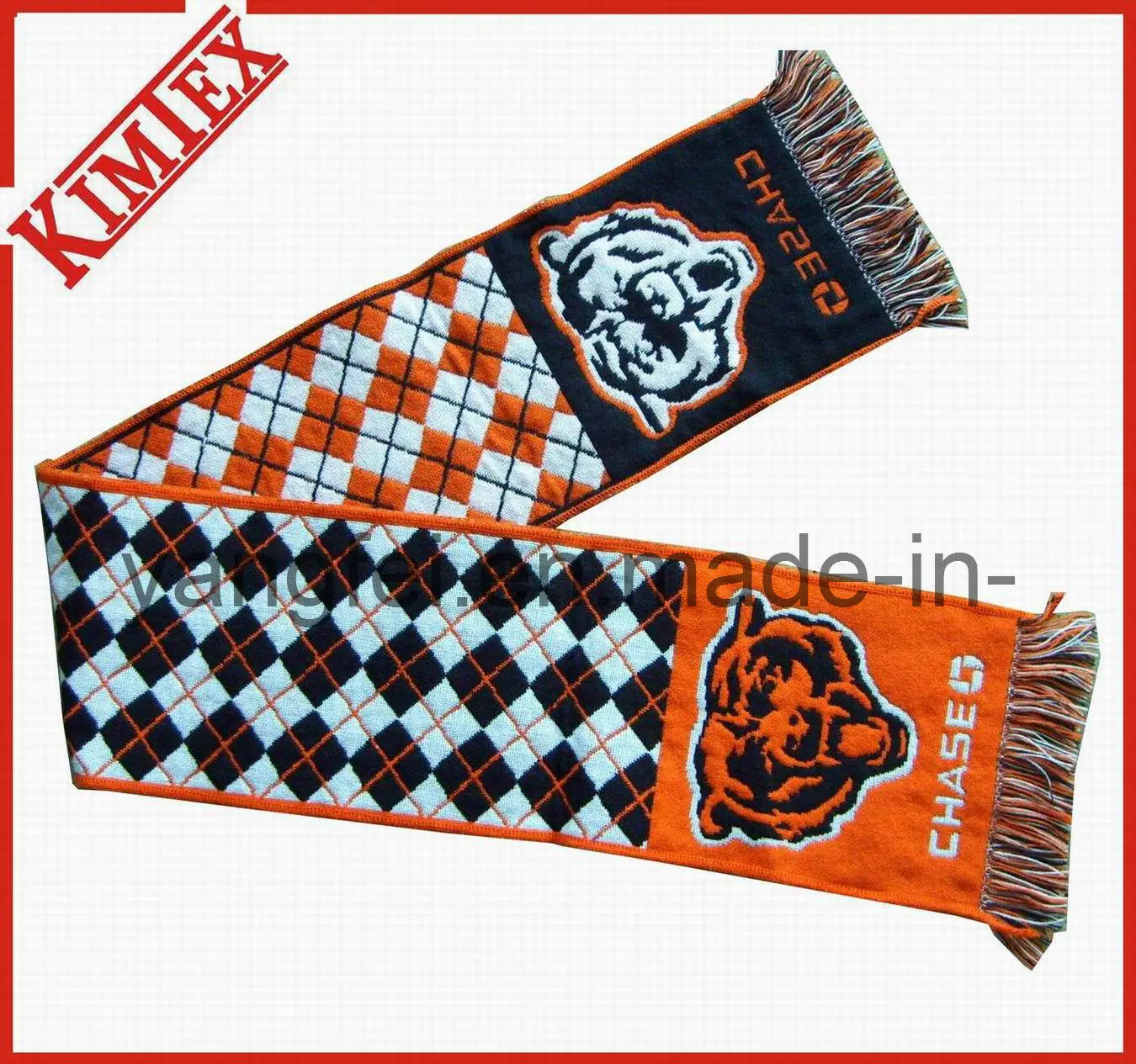 100% Acrylic Knitted Custom Woven Sports Scarf