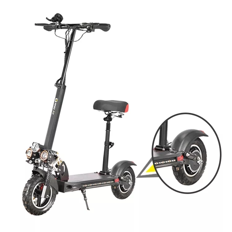 Newest Model 11 Inch Double Drive Three-Light E-Scooter High Power off Road Wide Tire Foldable Electric Scooter with Seat