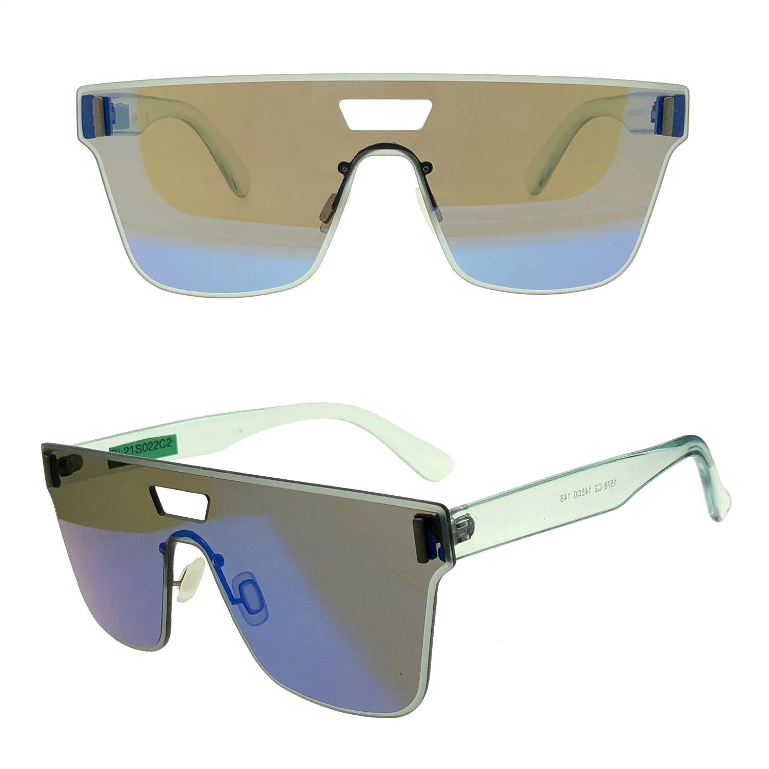 One-Lens Fashion Sunglasses with Twin Nose Bridges