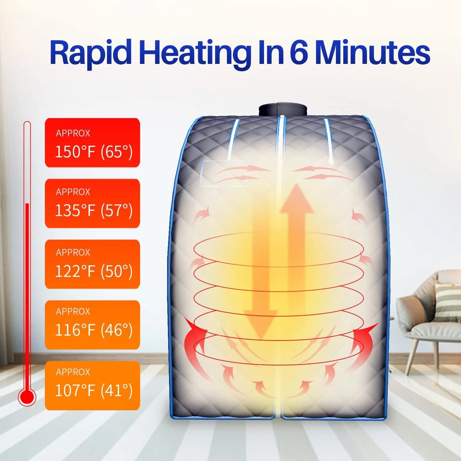 Sauna portátil plegable de vapor con tapa para la cabeza de diseño moderno