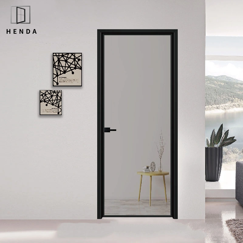 Narrow Frame Aluminium Glass Swing Door Casement/Opening Bathroom Doors with Special Frosted Glazed