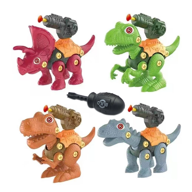 Hot Children Ejection DIY Assembly Dinosaur Toys 4 Styles Educational Toys Funny Dinosaur Toys Assembly Wholesale Dinosaur Toy