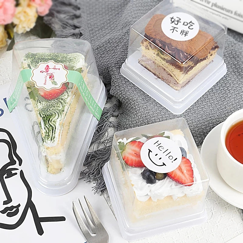 Thickened Triangle Square Cake Box Cut Tea Baking Clear Window Packaging Box