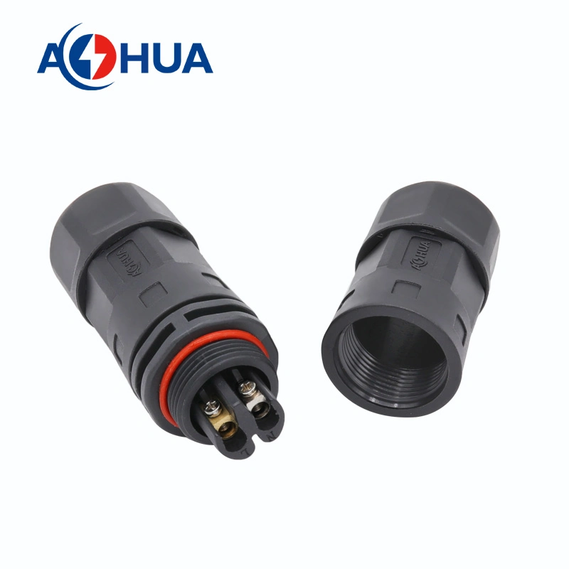 M23 Power Cord Waterproof Cable Connector L Type 2 Way Screw Fixing Type Connector Wire and Cable Middle Terminal 2 Core 4.0mm Sqm High Current 35A Connector