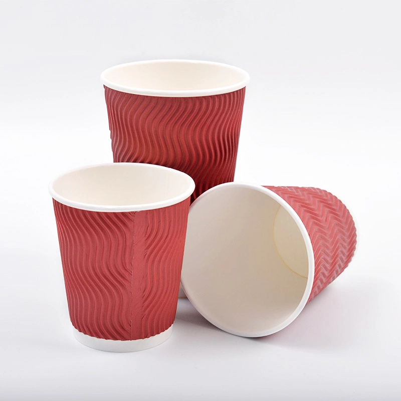 Prix d'usine Haute qualité Gobelet en papier biodégradable jetable à 3 couches pour café chaud 12 oz 14 oz.