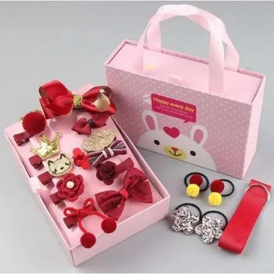 Children's Hair Accessories Gift Box Lovely Hair Ties Hair Clips Set for Kids Girls