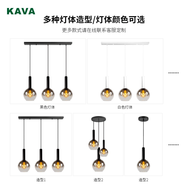 Luminária de teto moderna para decoração interna de loja, casa, hotel, sala de estar, sala de jantar. Moderna luminária pendente de vidro LED preta.