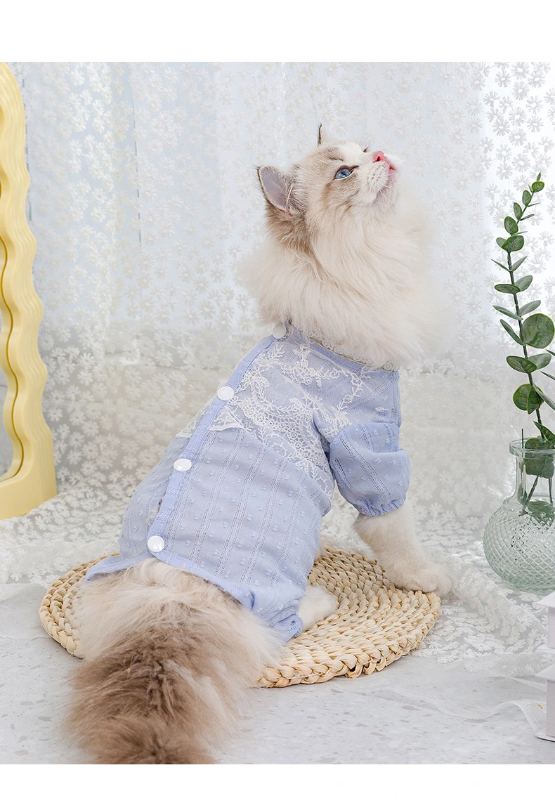 Spring and Summer Cats Thin Four Legged Clothes Lace Belly Wrap Warm and Belly Protecting Dog Home Clothes Spring Pet Clothes