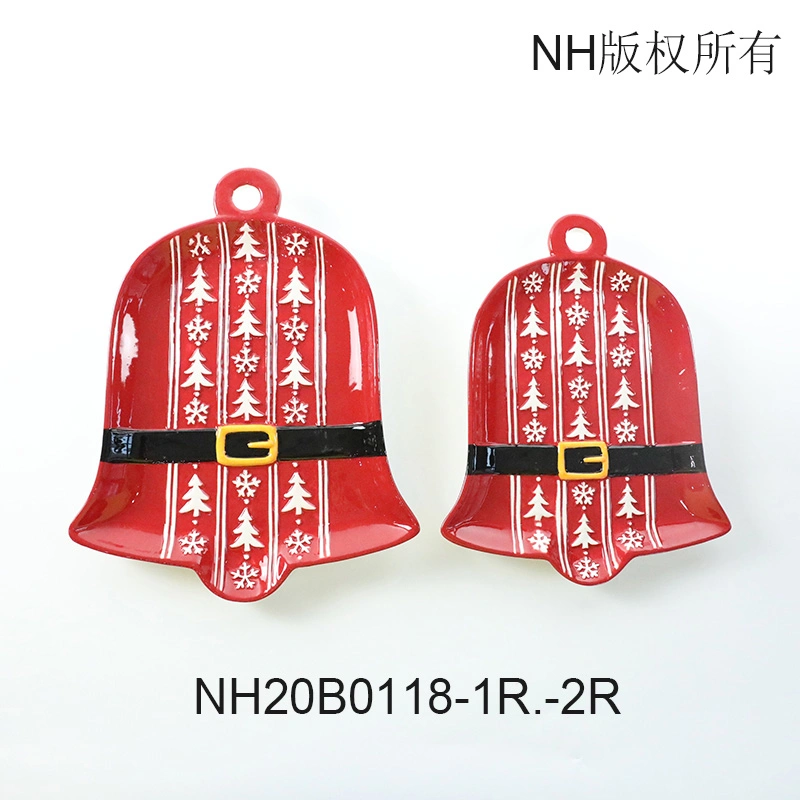 Customized Shape Plate Sets Xmas Tree Bell Star Shoes Coat Gift Box Shaped Design Dinner Food Plates Red Color Festival Plates