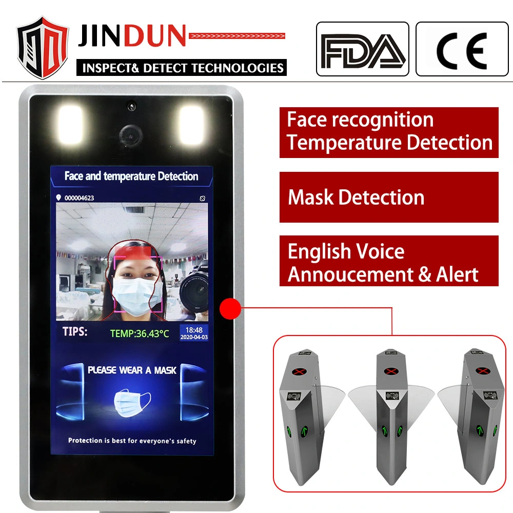 7 Inch Facial Recognition System with Temperature Measurement Mask Detection, Face Recognition Camera Access Control Terminal