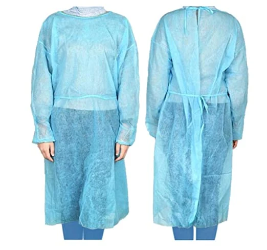 Disposable Isolation Gowns - Latex-Free, Fluid Resistant with Knitted Cuffs Universal Size