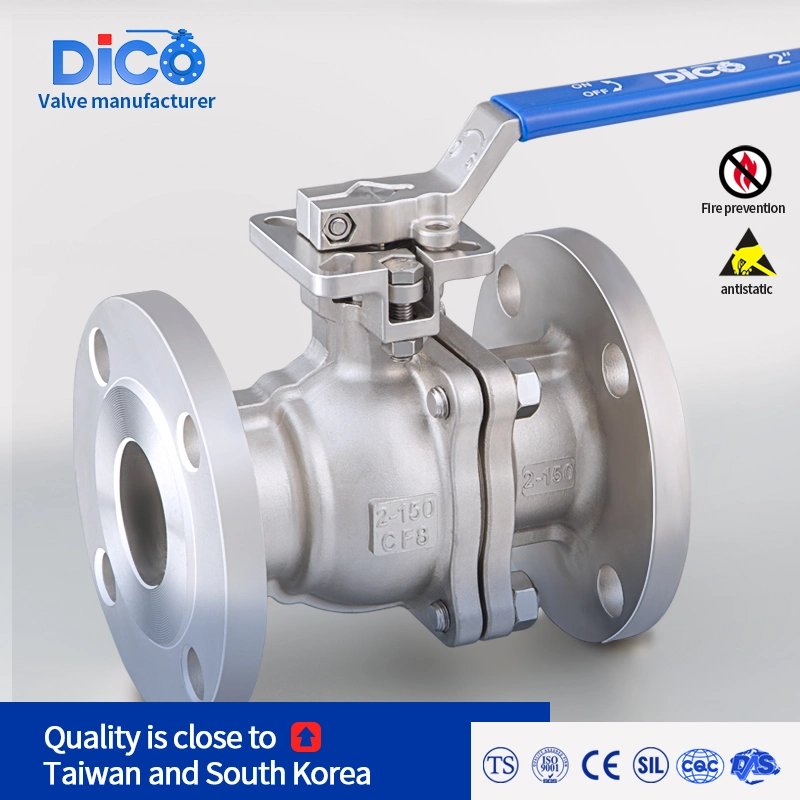 Dico API 150-300lb Wcb/SS304/316 2PC Flange Floating Ball Valve