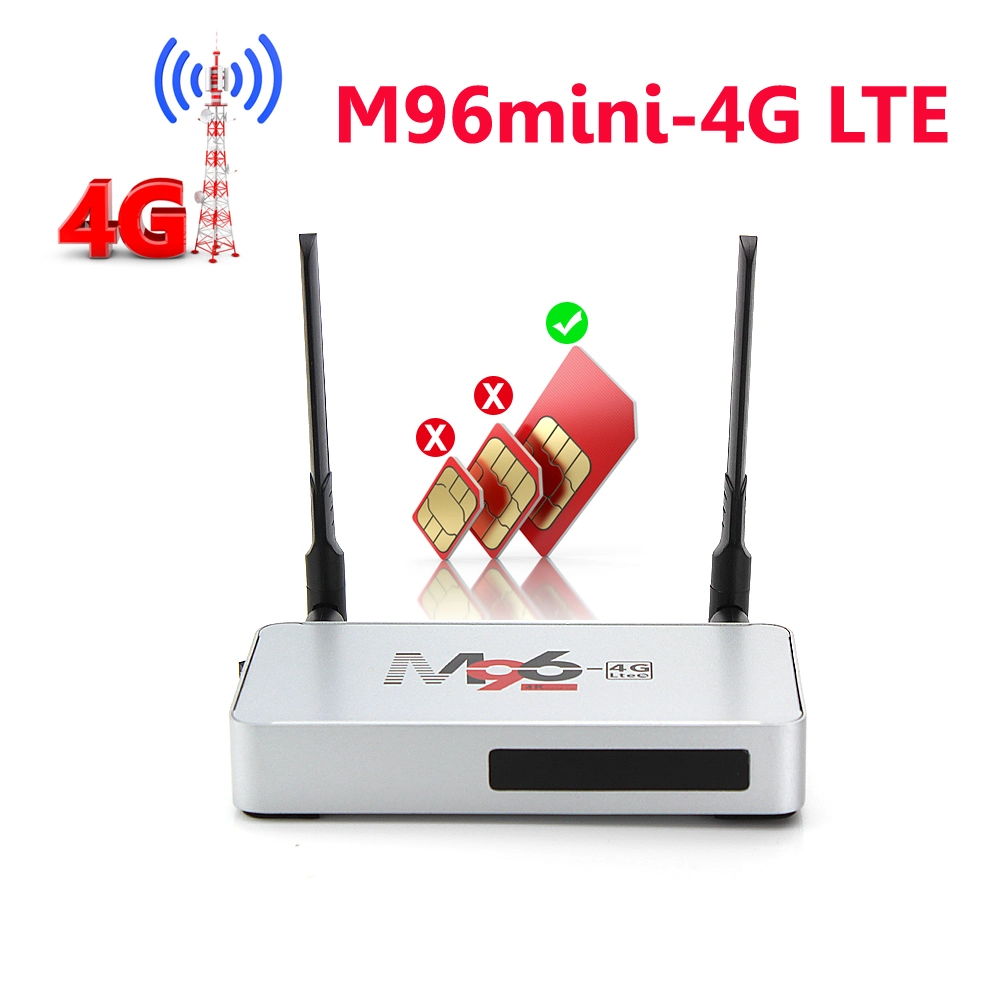 M96-4G LTE Android 7.1 Smart TV Box prend en charge la 4G LTE Carte SIM GPS 2,4G/5g Dual WiFi 2 Go RAM 16 Go ROM Nouveau décodeur