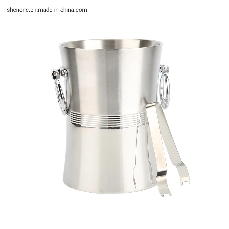 Shenone Factory Direct 1.3L Small Double Wall Insulated Metal Ice Barrel Cooler Stainless Steel Wine Champagne Beer Ice Buckets with Lid