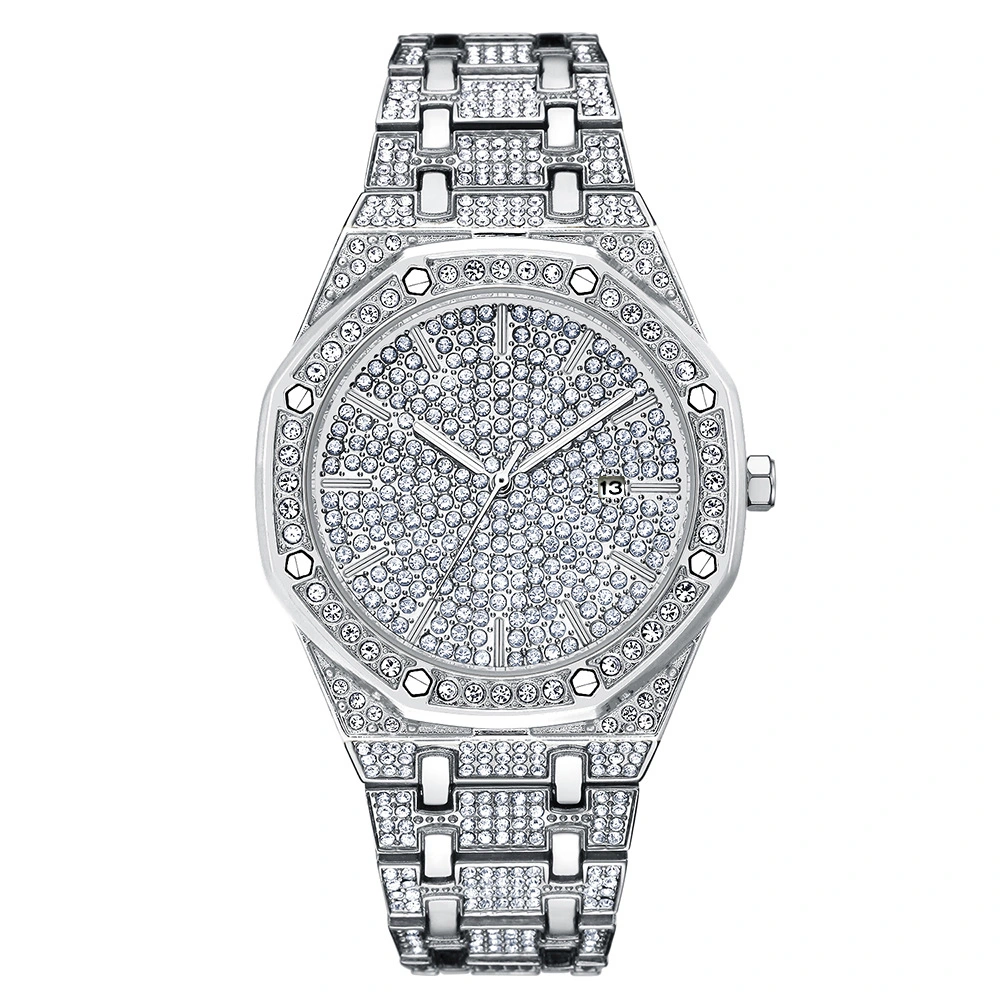 Men's Gypsophila Diamond Watch Fashion Full Diamond Large Dial Waterproof Quartz Watch