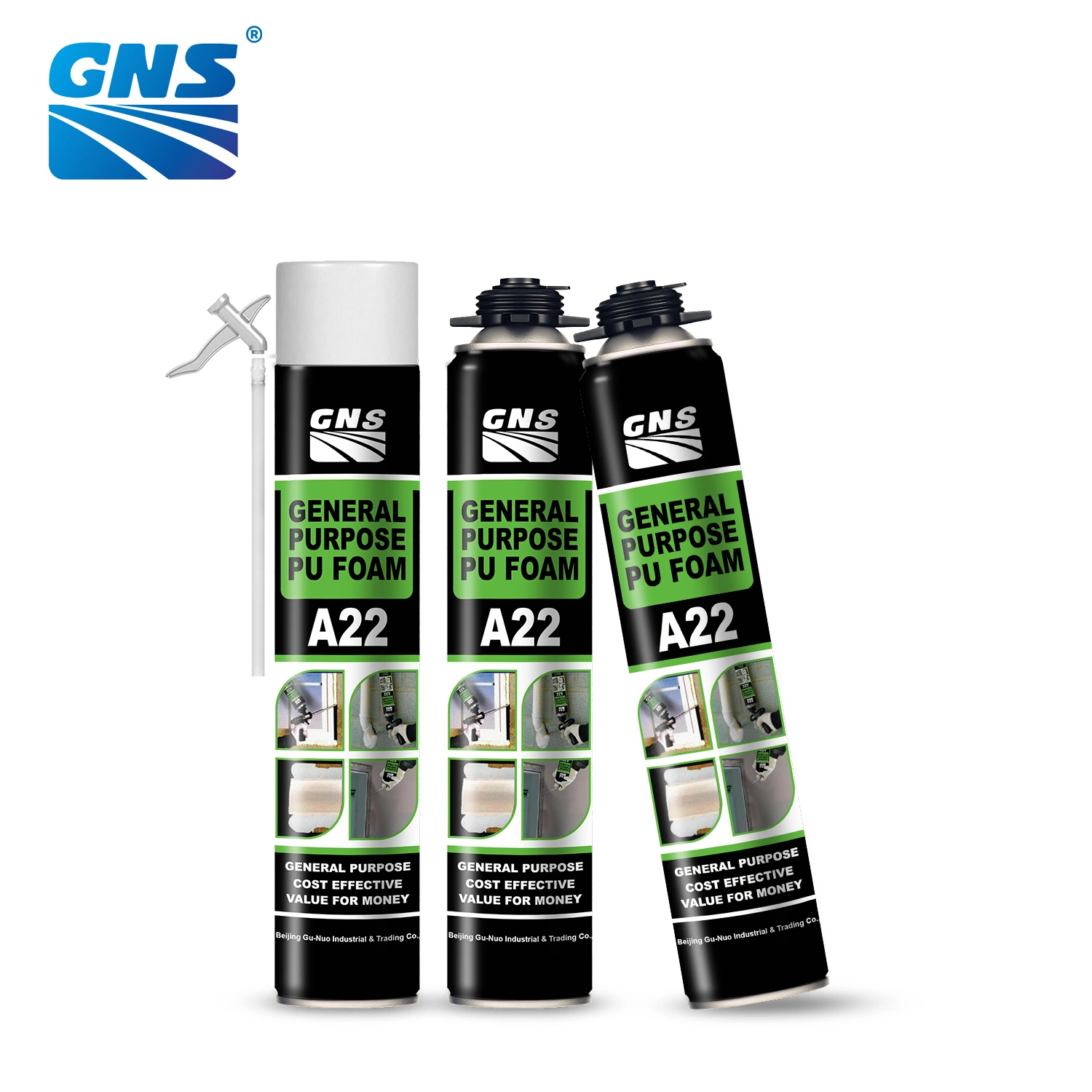 GNS A22 One Component 750ml 500ml 300ml Wasserdichte Isolationsfüllung Sprühen Sie selbsthaftenden Polyurethan-PU-Schaum