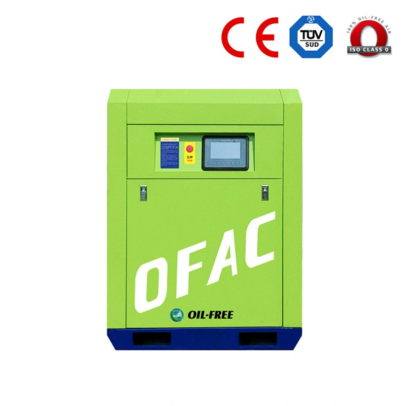 Industrial Silent Oil-Free Electrical Rotary Screw Air Compressor Air Cooling Multivee Belt 7 10bar 300L 25 42cfm Stationary