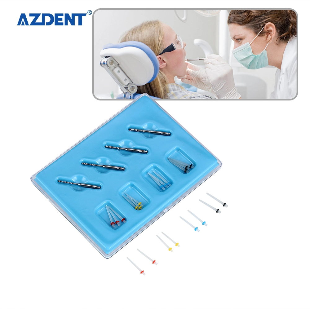 Azdent 1.2-1.8mm Dental Core Fiber Resin Post & 4PCS Dental Drills