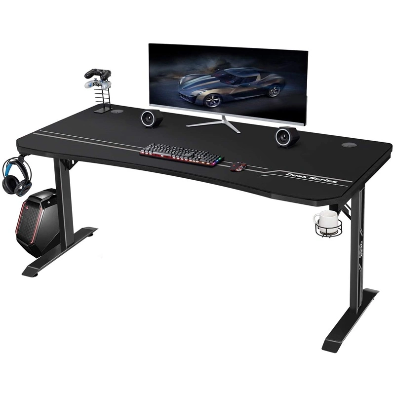 Black Powder-Coated Metal Legs, Labels or Decals on The Legs Computer Gaming Table