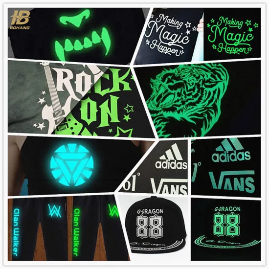 Heat Transfer Paper Glow in Dark Vinyl Sheets Fluorescent Sticker Htv Flex PU Cuttable Vinyl for Cotton