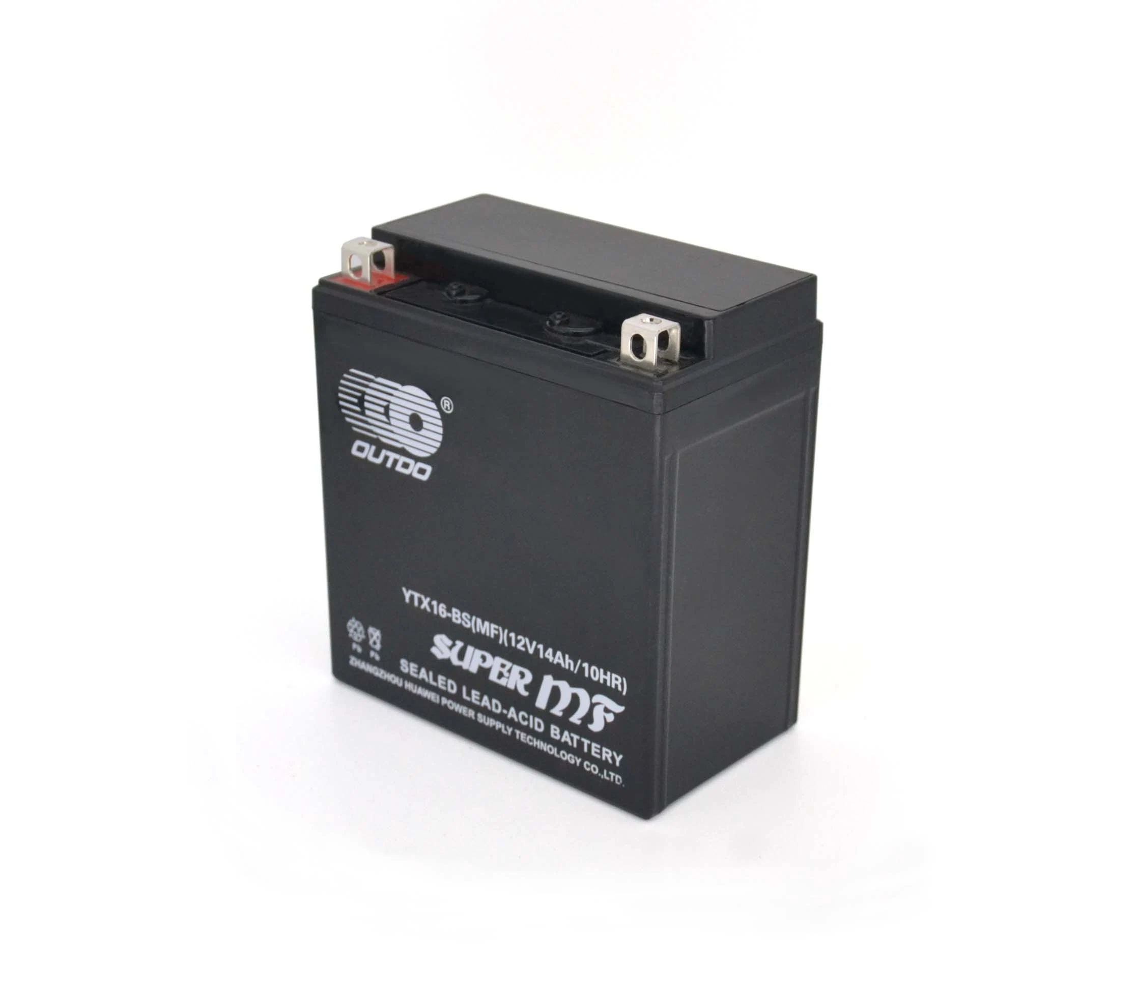 12V 14ah Ytx16-BS Outdo AGM Sealed Mf Maintenance Free Factory Activated Power Sports Starter High Performance Rechargeable Lead Acid Motorcycle Battery