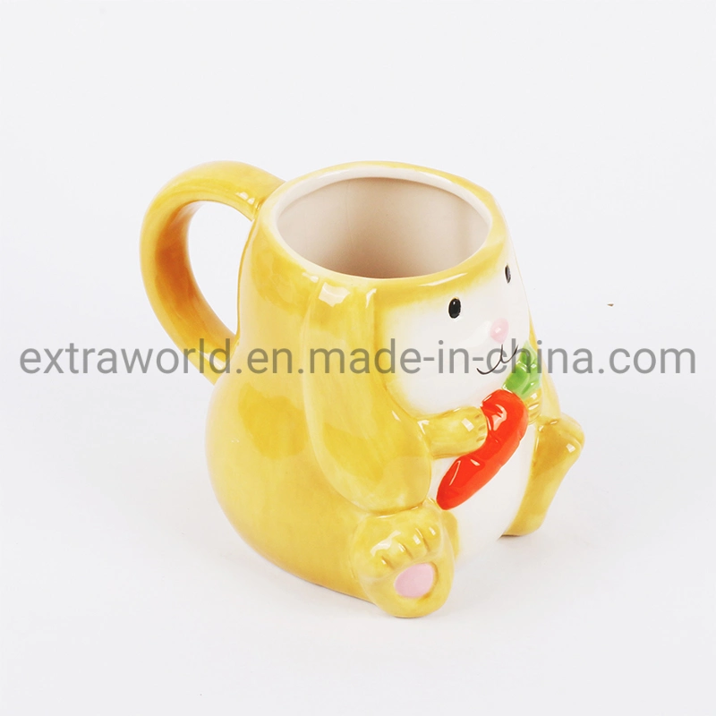 Ceramic 3D Bunny Mug Kid Birthday Gift Cute Rabbit Coffee Mug for Promotion