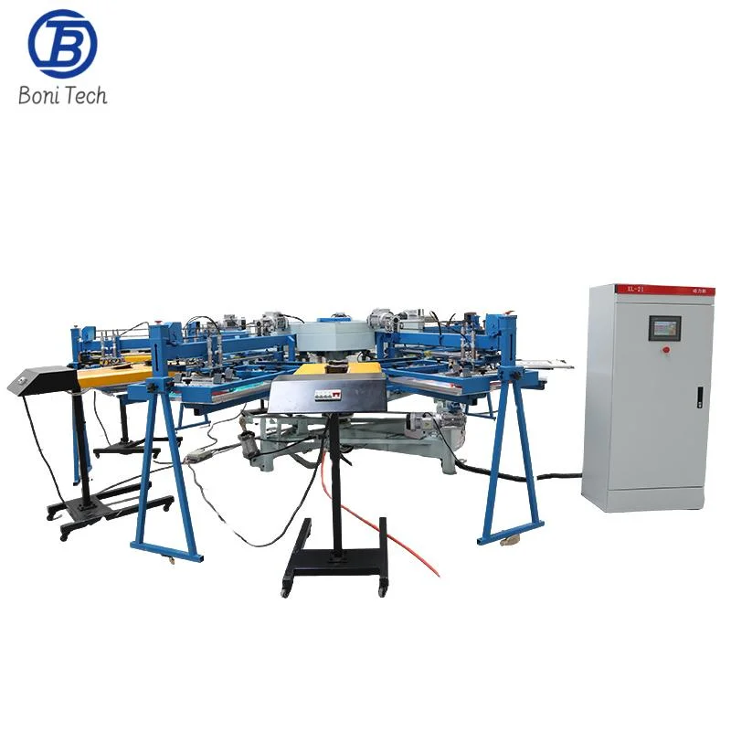 Máquina de impressão rotativa de 6 cores para trabalhos pesados Carousel Serigrafie Equipamento para T-shirt com panos de tecido