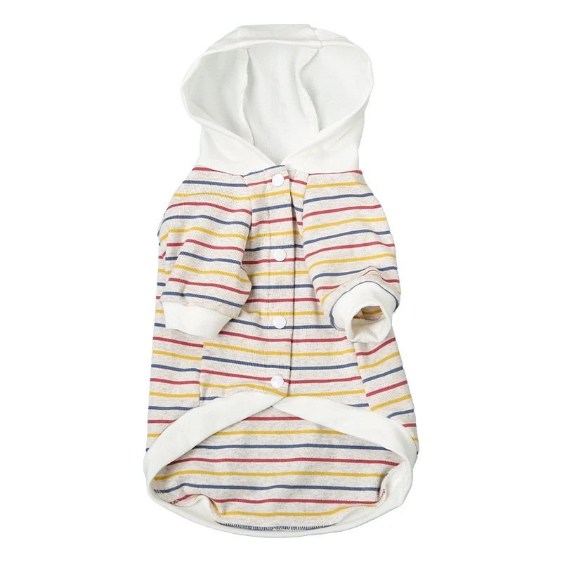 Bequemer Stripe Outdoor Dog Spring Fastener Hoodie Produkt Haustierkleidung